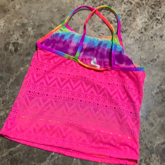 Swim tank top by OP, size large 10/12 Pink Multi - Picture 4 of 7
